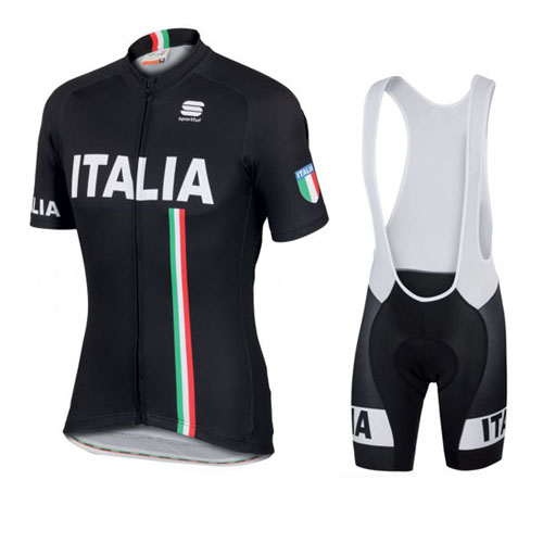 2014 Maillot Italia Tirantes Mangas Cortas negro